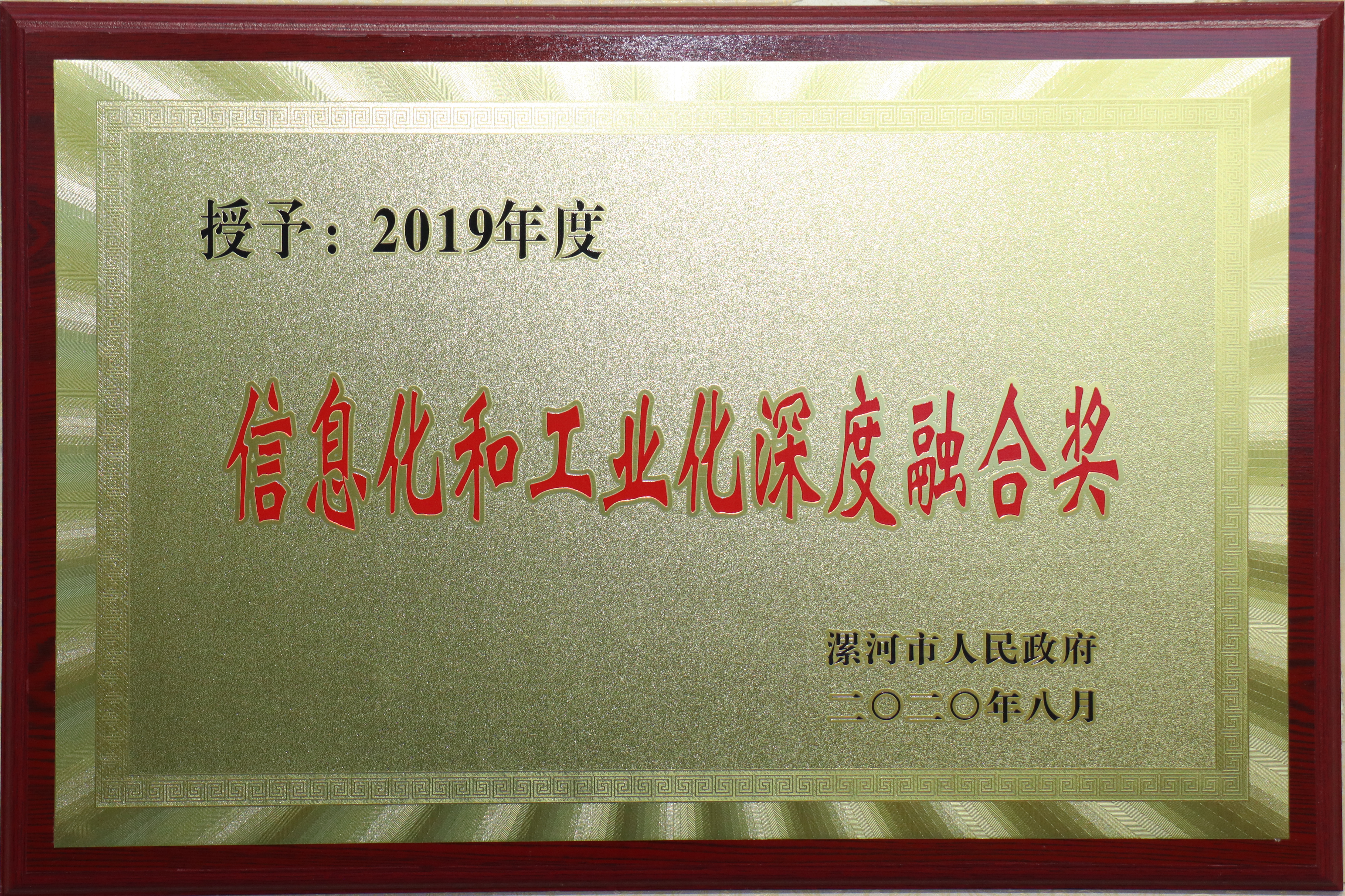 漯河市信息化和工業(yè)化深度融合獎